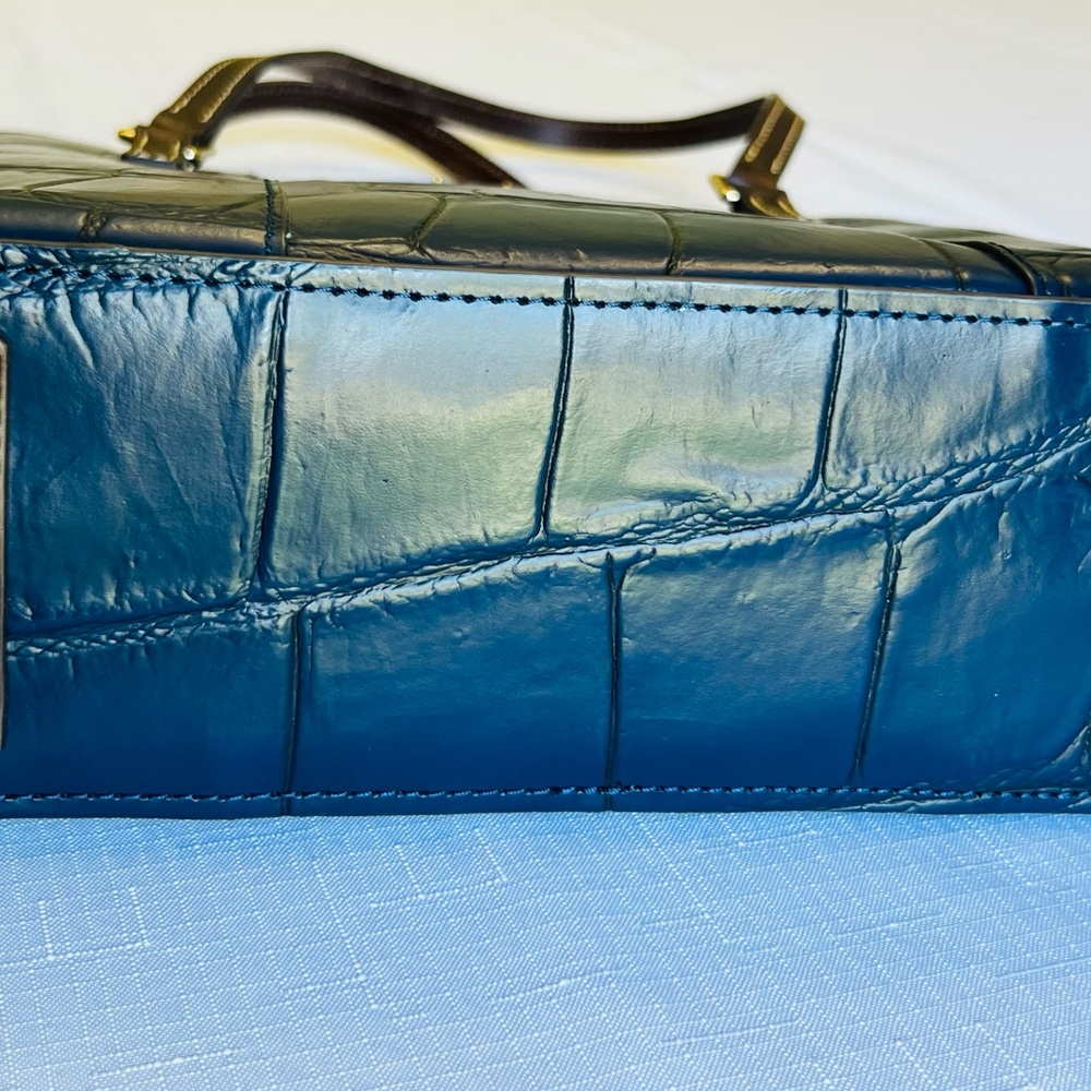 Dooney & Bourke Croc Embossed Small Lexington Tote Bag Midnight Blue EUC - Picture 7 of 16